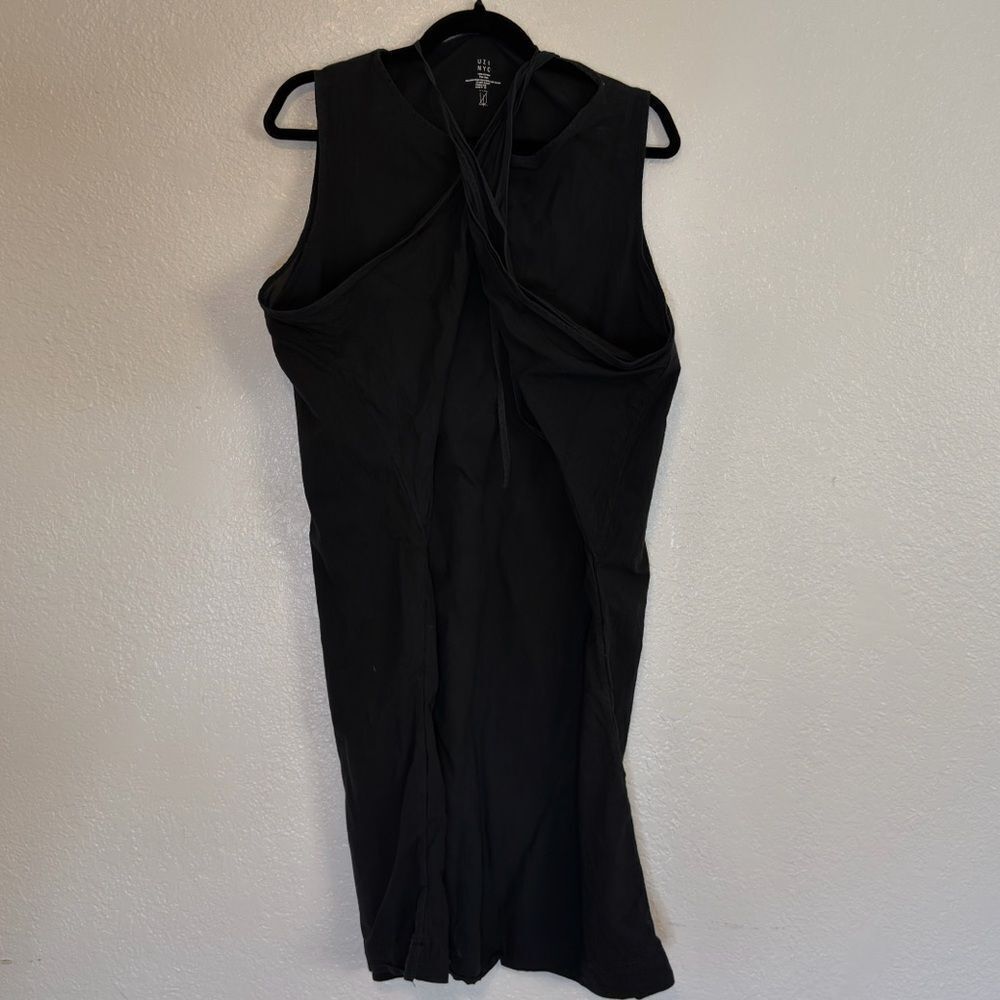 Uzi NYC Black Sleeveless wrap cotton Dress